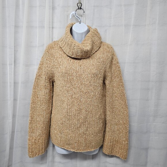 Express Turtleneck Sweater Tan Wool Blend Preppy Boho Casual Marled M - Picture 9 of 9